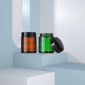 Tarro de vidrio ámbar de boca ancha de 2oz, 3oz, 8oz, 17oz, 500ml con tapa de aluminio para cuidado de la piel, polvo suelto, crema, mascarilla facial y crema para ojos. - Product Image 3