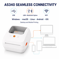 Imprimante d'étiquettes d'expédition thermique directe USB WiFi Bluetooth AS340 4x6 300 DPI 150 mm/s pour la logistique de codes-barres (vente en gros)