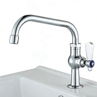 Robinet d'évier latéral de cuisine de restaurant à montage sur plan, bec orientable de 10 pouces, poignée en laiton massif, eau froide uniquement, cartouche à vis en laiton massif