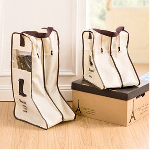 Bolsa no tejida personalizada para botas con ventana, tela no tejida reutilizable, zapatos plegables, almacenamiento de viaje con cremallera, bolsa no tejida impermeable