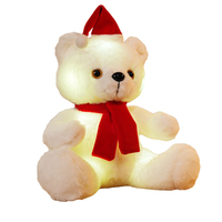 Ours en peluche lumineux personnalisé avec chapeau et écharpe de Noël, jouet en peluche doux pour décorations de Noël