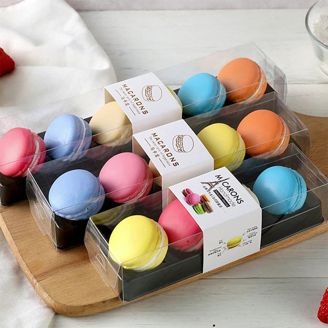 Plastic 6 Korean Style Fat Macaron Gift Merch Box 5 Divided Cookie Long Dessert Box