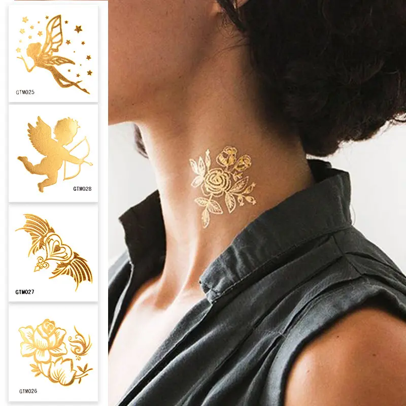 Goldene Farbe Körper haut Temporäre Metallic Flash Gold Silber folie Tattoo Aufkleber