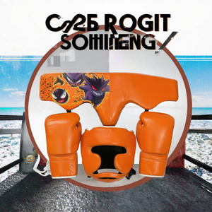 Gants de boxe orange, protège-tête, protège-taille, équipement d'entraînement complet pour les arts martiaux et la boxe - Product Image 2