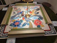 Tapis de mahjong de luxe de style chinoiserie avec motifs floraux et d'oiseaux, nappe de mahjong américaine anti-bruit