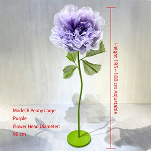 Flor de Peonía Grande con Marco Metálico de 90cm de Diámetro, Apertura y Cierre Automático Eléctrico Mecánico, Hecha a Mano, Ecológica, de Organza, Estilo Europeo de Alta Gama - Product Image 3
