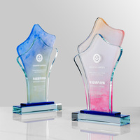 Trophées en verre cristal couleur dégradée, cadeaux, récompenses de remise des diplômes, souvenirs, médailles pour la Journée des enseignants, trophées pour employés exceptionnels