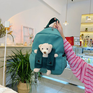 Grazioso zaino da viaggio in peluche zaino per la scuola multicolore in Nylon piccolo zaino per bambini con Design orsacchiotto - Product Image 4