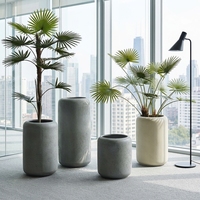 Pot Tanaman Silinder Tinggi dengan Lubang Drainase, Ramah Lingkungan, Terbuat dari Fiber Clay, untuk Luar Ruangan, Rumah, Taman, Balkon