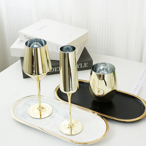 Ensemble de flûtes à champagne en verre cristal FIM, dorées, pour mariage, avec un <span class=keywords><strong>lot</strong></span> rustique - Product Image 2