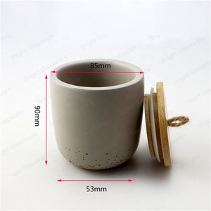 Concrete <strong>Candlestick</strong> <strong>Holders</strong> Grey with Wood Lid Natural Home Decoration Shenzhen Customized More Than 16 Years Experience CN;GUA - Product Image 2