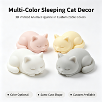 Poupée de chat endormi mignonne en PLA imprimée en 3D, design d'art moderne, décoration d'intérieur, salon