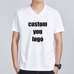Tee Wholesale Fashion Blank Plain T Shirts Customized Homme Logo T-Shirts Printing V-Neck Short Sleeve Casual <b>Tshirts</b> With Logo - Product Image 2