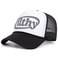 Casquette Trucker Respirante en Mousse avec Logo 3D Imprimé et Corde sur Visière Courbée, Style Motif Lettres sur Visière en Maille