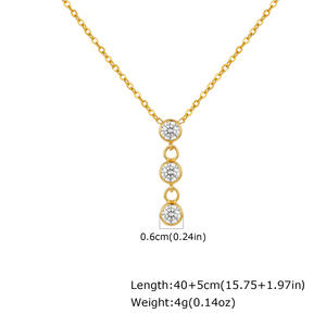 Collar de acero inoxidable para mujer, diseño simple y moderno con tres circonitas. - Product Image 6