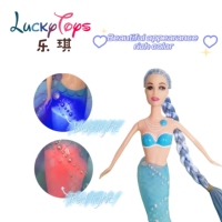 Vente en gros de poupées sirènes en PVC de 11 pouces, rouge et bleu, princesse lumineuse, jouet de mode, cadeau pour filles