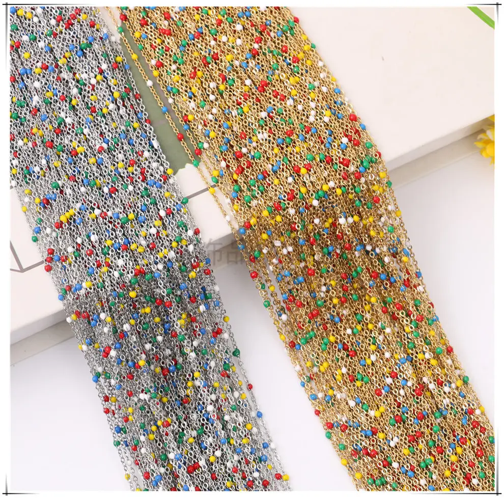 Hot Selling Gold And Silver Alloy O-ring Chain Color Beads Accessories DIY Manual Chain