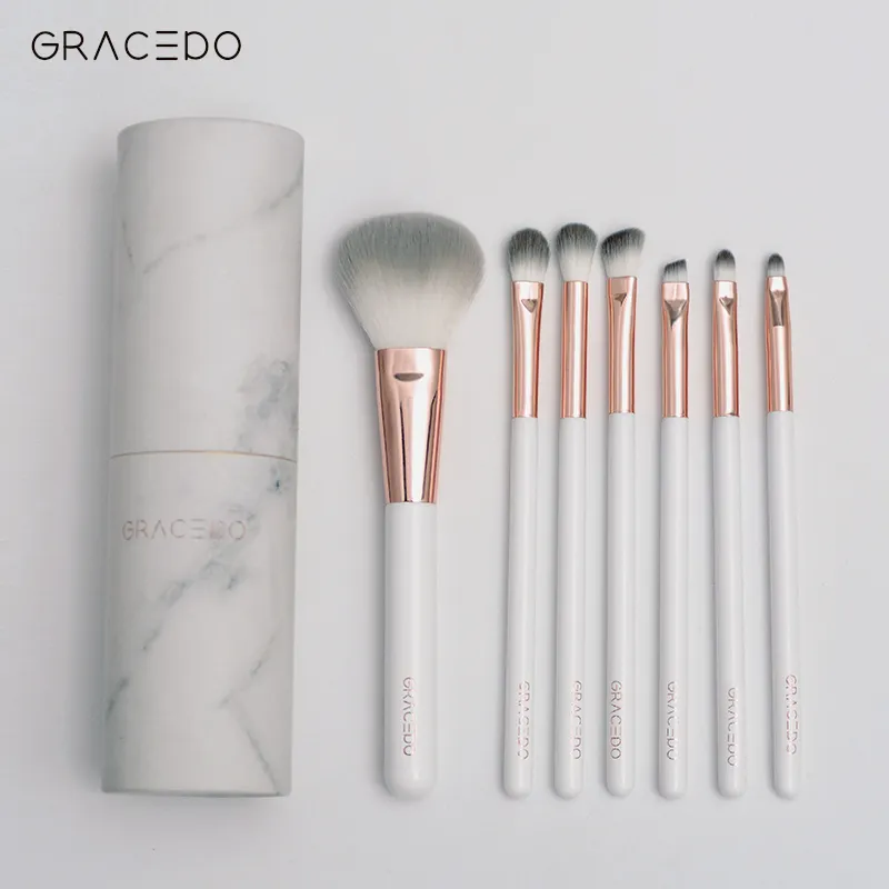2020 best selling products for 7 pcs beauty white makeup brush sets with synthetic hair wholesale