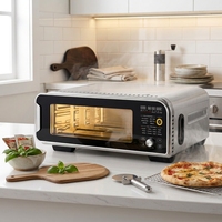 18L Digitaler Elektrischer Pizzaofen 400°C Edelstahl Tisch-Toasterofen Konvektionsgrill Bräter für Heimküche