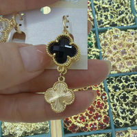 Anting-anting Daun Semanggi Empat Zirkon Kristal, Anting-anting Gantung, Perhiasan untuk Wanita, Hadiah Pesta Pernikahan