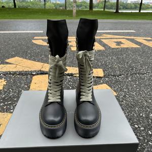 Bottes de cavalier, style britannique unisexe, polyvalentes, avec semelle épaisse et rehaussée, bottes Martin en cuir véritable - Product Image 4