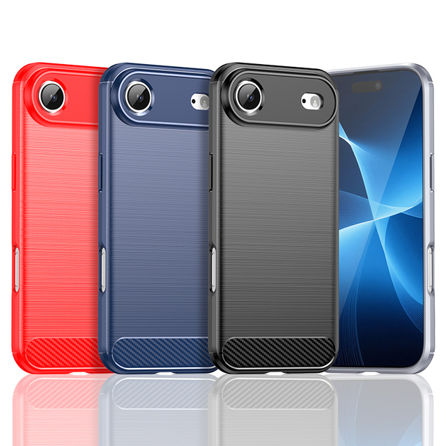 Hot Sale Brushed Carbon Fiber Soft TPU Bumper Mobile Phone Case for iPhone 17/17 Air/17 Pro Max Anti-drop Business Phone Covers