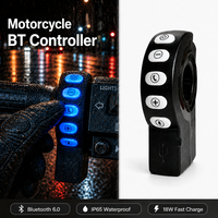 Contrôleur BT pour moto, guidon, étanche IP65, 5 boutons, rétroéclairage LED bleu, port USB de charge rapide 18W pour interphone de casque