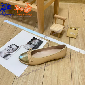 Zapatillas de Ballet de Cuero Vacuno Ligero de Alta Calidad CC para Mujer, Estilo Slip-On con Punta Cerrada, a la Moda, con Lazo Decorativo - Product Image 2