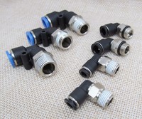 Connecteur mâle en forme de L avec adaptateur pneumatique à connexion rapide