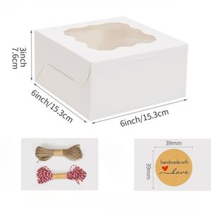 All'ingrosso scatole da forno 6x6x3 pollici scatole di biscotti bianco con finestra per piccoli biscotti tratta dolci cioccolato coperto fragole - Product Image 3