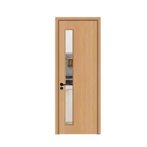 Vila Pabrik Puertas Porte En Bois Desain Kaca Disesuaikan PVC Afrika MDF Interior Pintu Kayu