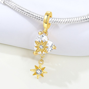 Colgante de borla con forma de corazón y estrella de ocho puntas de circonita, un accesorio de pulsera DIY sofisticado y lujoso para mujer - Product Image 2