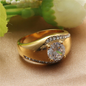 Fashionable Gold Wedding <b>Ring</b> Round Brilliant Cut Diamond Women's Jewelry Birthday Gift <b>Couple</b> <b>Rings</b> 211001 - Product Image 1