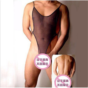 Body de malla transparente para hombre, negro, con entrepierna abierta, tanga, ropa exótica para baile y espectáculos - Product Image 3