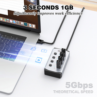 Sipolar FS-806 Hub USB-C 3.0 con 4 Puertos y Interruptores Independientes, Gabinete de Carga para Tablets
