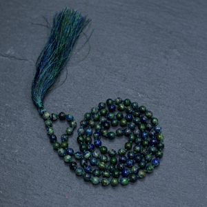 Mala de 108 cuentas de azurita anudadas a mano por artesanos, cuentas de oración para uso diario como joyería, calidad premium - Product Image 3