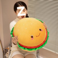 Coussin en peluche Hamburger mignon, doux et rembourré, coussin de siège rond, motif laitue verte et couche rouge, pour la maison, cadeau, vente en gros