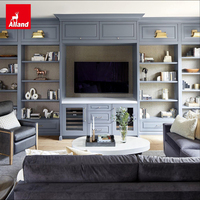 Alland Maßgefertigter Amerikanischer Stil Schieferblauer Lack Holz-MDF Modernes Neues Wanddesign Wohnzimmer TV-Schrank Mit Schublade