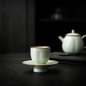 Juego de Tazas de Té de Porcelana Ru, 2 Piezas, Esmalte Craquelado, Taza Maestra, Estilo Chino Tradicional, Regalo Empresarial - Product Image 3