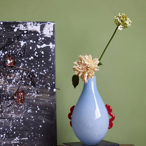 फ्रेंच शैली फूलों का पौधा vesse लिविंग रूम आभूषण व्यक्तित्व सजावट रंगीन प्यारा हल्का लक्जरी ग्लास वेस - Product Image 3