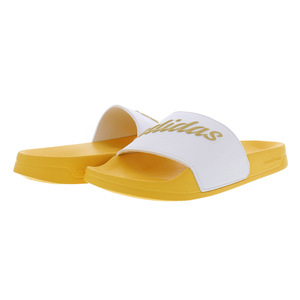 Zapatillas de Ducha para Mujer Adilette, Hechas en Vietnam, Talla 6, Blanco/Dorado Metálico/Dorado Intenso, Plantilla Plana de Plástico, Ligeras, a la Moda - Product Image 3