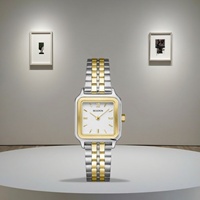 Montre analogique à quartz carrée pour femmes tendance, 26 mm, bracelet en acier inoxydable et cuir, résistante à l'eau, logo personnalisé, tendance