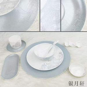 Service de table en porcelaine fine 45% multi-séries, motifs décoratifs variés, bordure dorée, vaisselle en céramique pour hôtels, mariages, banquets et restaurants - Product Image 5