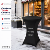 Logo personnalisé en gros n'importe quelle couleur Spandex noir Cocktail Table couvre pour les salons professionnels