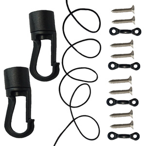 Ganchos de remolque tipo C de acero con cuerda elástica para almacenamiento de kayaks y embarcaciones, 2 orificios - Product Image 2