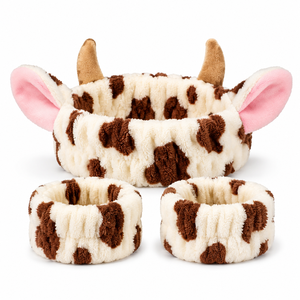 Ensemble bandeau et bracelet en tissu doux, motif <span class=keywords><strong>girafe</strong></span> mignon, pour soins du visage féminins, taille unique, maquillage et spa - Product Image 5