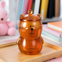 Nouvelle conception en verre borosilicate à double paroi, transparente, en forme d'ours de dessin animé, pour café, lait, jus, bière, avec couvercle – Offre spéciale