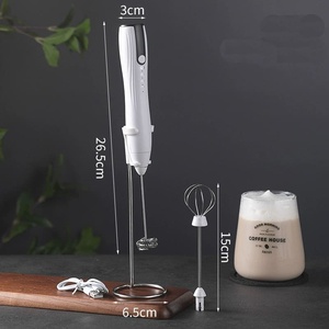 Espumador de leche recargable con soporte batidor de huevos con cabezales reemplazables mezclador eléctrico licuadora de leche de café burbujeador - Product Image 5