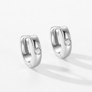 ต่างหูแฟชั่นห่วง hoogie ห่วงแบบคลาสสิก925เงินสเตอร์ลิงเคลือบด้านสำหรับงานแต่งงานของขวัญงานแต่งงานของผู้หญิงที่สง่างาม - Product Image 2