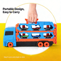 Circuit de course transformable à double niveau avec rail de rangement pliable et lanceur, pour voitures miniatures en alliage et plastique télécommandées, jouet pour enfant, cadeau
